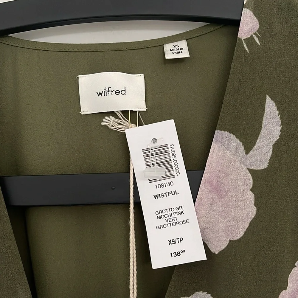 Aritzia Wilfred Wistful Dress Chiffon V-neck mini dress New Size Extra S… - Picture 7 of 9